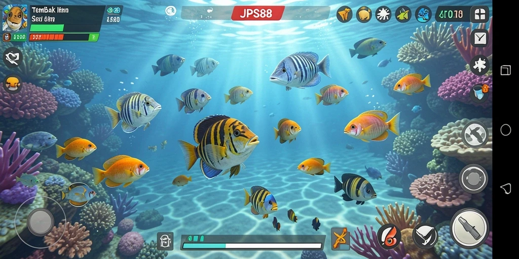Screenshot gameplay JPS88 menampilkan aksi menembak ikan yang seru.