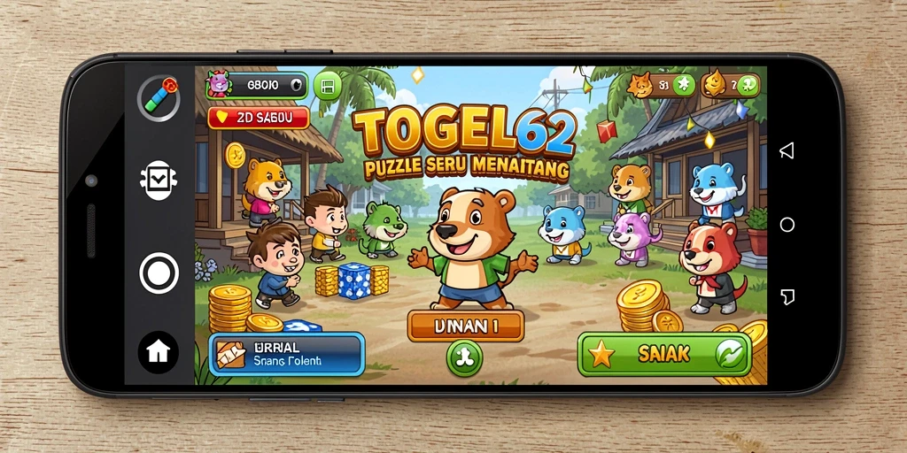 Tampilan antarmuka menarik dalam permainan puzzle TOGEL62.